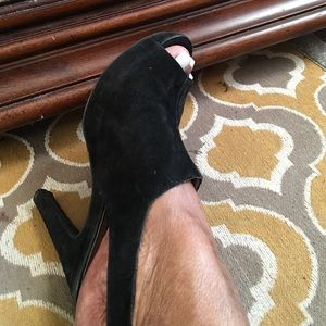 Suede open heeled bootie