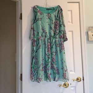 Allegra K cherry blossom long sleeve dress
