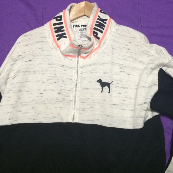 pink pull over half zip sweater