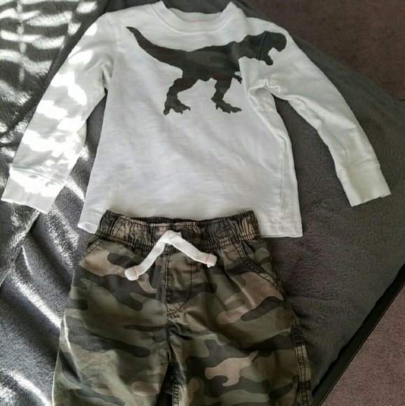 Carters Camo/Dino Shirt and Shorts - 3T