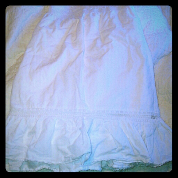 Flouncy White Skirt with Crochet and Belt