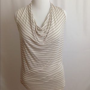 Gray and cream striped knit tank.