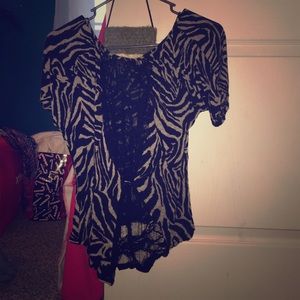 Zebra shirt , lace in back from body central