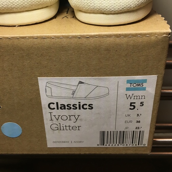 TOMS Women's Ivory Glitter Sz 5.5 (fits like 6.5) - Picture 2 of 2