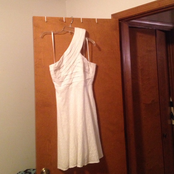 CATO White fit and flare one shoulder dress