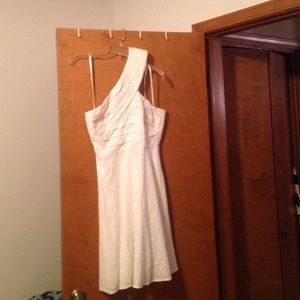 CATO White fit and flare one shoulder dress