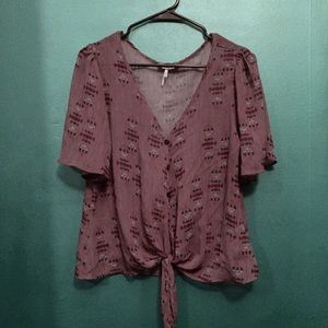 PacSun Kirra Sheer Patterned Buttoned Tie Shirt L