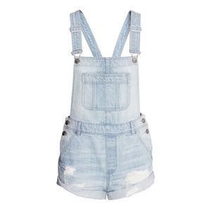 H&M semi-destroyed denim overalls
