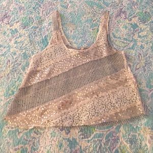 Free People Mesh Lace & Sequin Crop Top Size Small