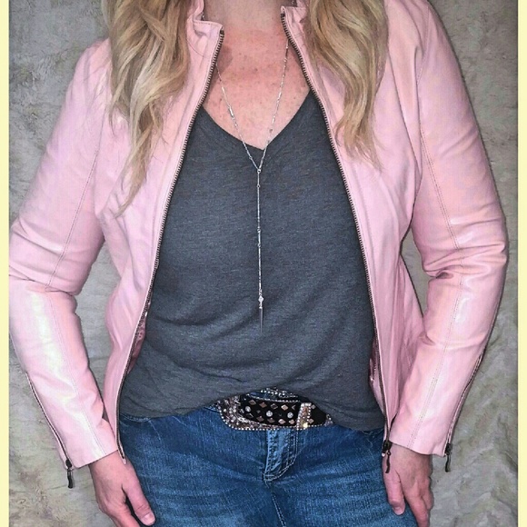 Pink Leather Jacket A.M.I.