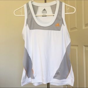 White and Grey Adidas Running Tank Top