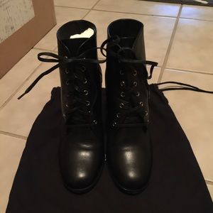 Chanel CC Logo Lace-up Boots