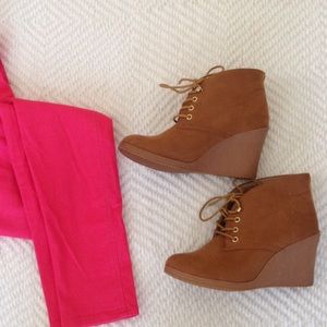 Wedge ankle booties
