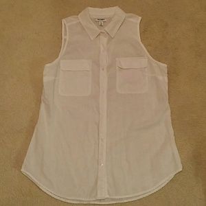 Old Navy White Linen Sleeveless Blouse