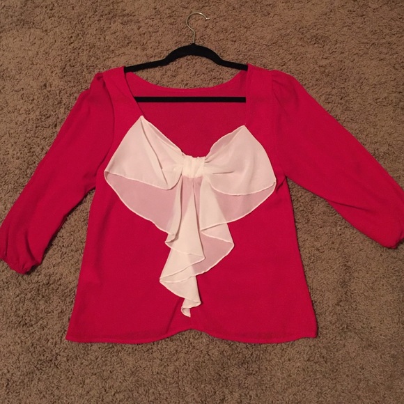 Red bow blouse