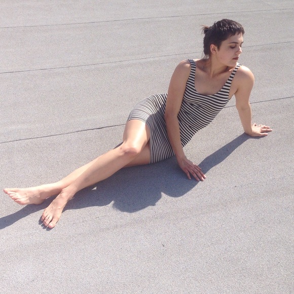 American Apparel Striped Scoop Back Tank Dress