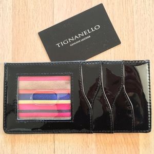 Tignanello black patent leather card & cash holder