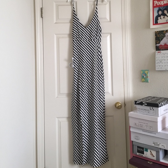 Striped low back maxi dress