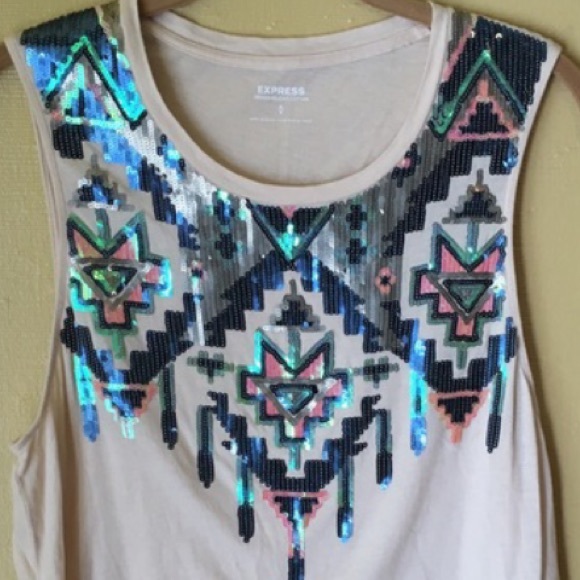 Express Tribal Sequin Tee - Picture 2 of 4