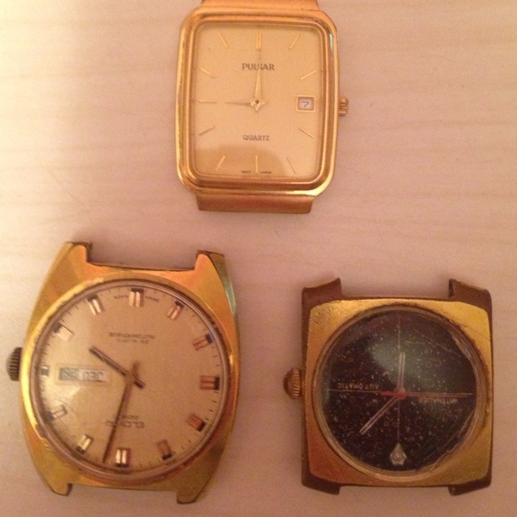 Three gold watches, no band, no battery