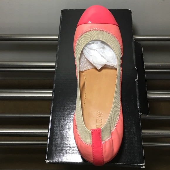 Jcrew Neon Peach Marley Ballet Flats Size 6