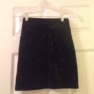 Black velvet mini skirt