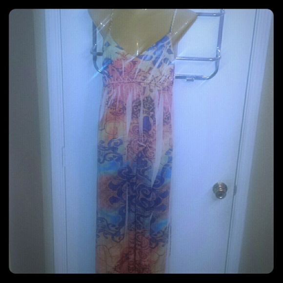 Colorful, Long Maxi dress. Size L - Picture 1 of 4