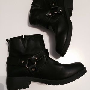 Black buckle booties