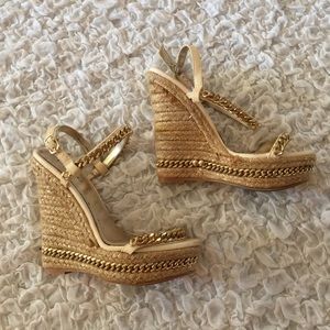 Wedges with gold straps