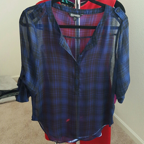 Sheer Blue and Black Plaid