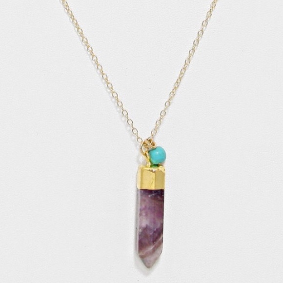 NWT Purple Rock Drop Necklace