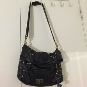 Cross body black leather bag