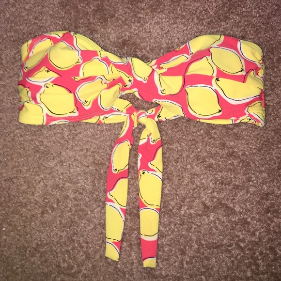 Pink and Yellow Bandeau Bathing Suit