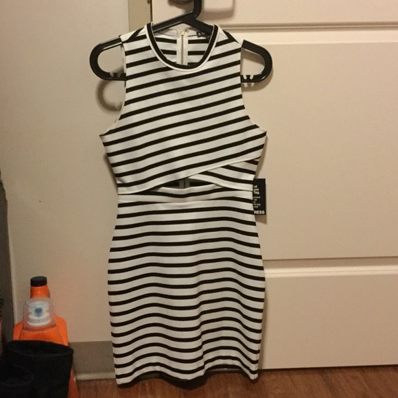 black and white striped dress