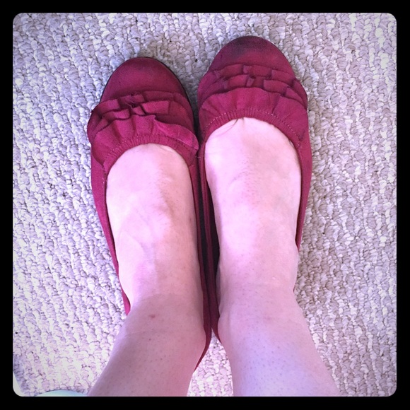 Deep red ballet flats. Used condition.