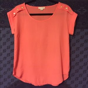 Salmon Blouse w/ shoulder embellishments
