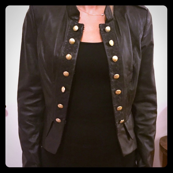 Paisley-Embroidered Peplum Leather Jacket