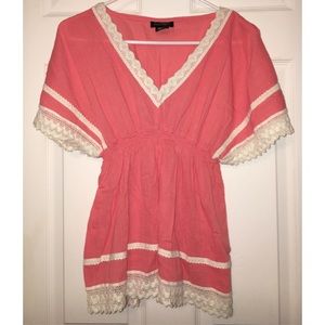 peach & lace flowy top