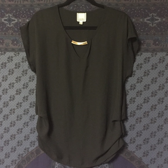 Black Blouse w/ front cut-out and scrunched sides