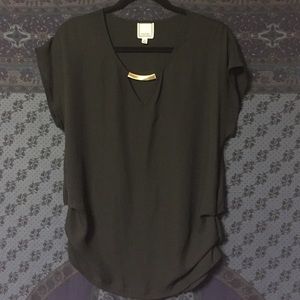 Black Blouse w/ front cut-out and scrunched sides