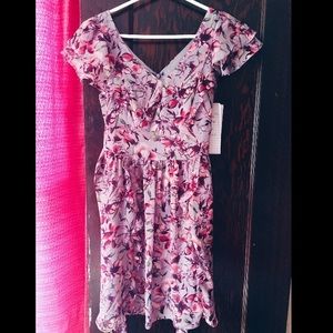 Express floral ruffle sleeve dress