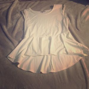 White Blouse with Jewel accented Shoulders