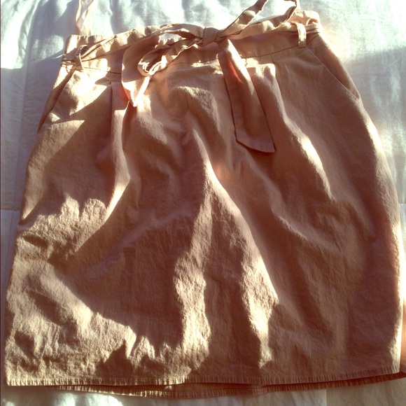 Khaki Mini Skirt with Bow