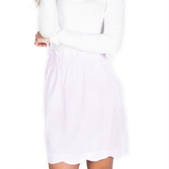 Lauren James Scalloped Seersucker Skirt Small