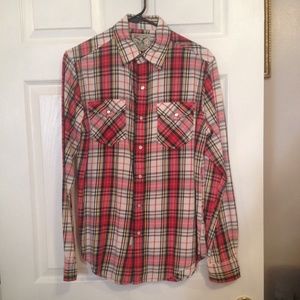 Men's Red Plaid Button Shirt