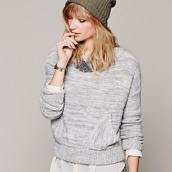 Free People Gray "In My Pocket" Sweater