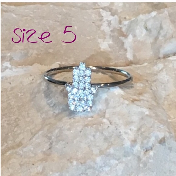 Sterling Silver Hamsa Hand CZ Ring