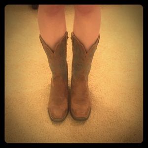 Justin's Turquoise and Tan Cowboy Boots 8.5