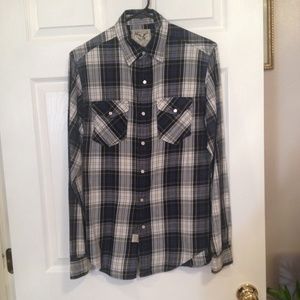 Men's Blue Plaid Button Shirt