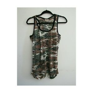 Camo Print Tank Top Blouse